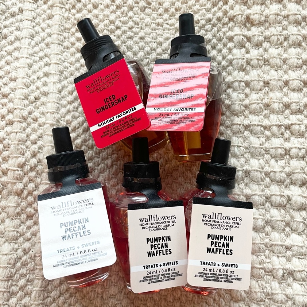 NWT 5 x BATH & BODY WORKS Pumpkin Pecan Waffles & Gingerbread Wallflower Refills
